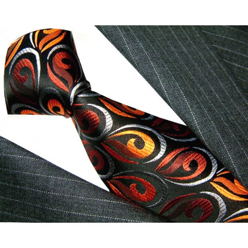 lorenzo cana Neck Tie Pure Silk Paisley Black For Men LORENZO CANA