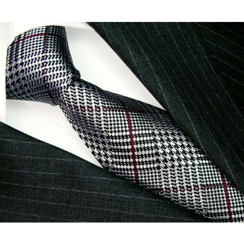 lorenzo cana Neck Tie Silk Diamond Silver Red Black LORENZO CANA lorenzo cana Neck Tie Silk Diamond Silver Red Black LORENZO CANA