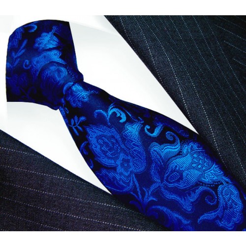 lorenzo cana Neck Tie Silk Floral Dark Blue Black LORENZO CANA