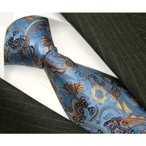 lorenzo cana Neck Tie Silk Paisley Blue Rust LORENZO CANA lorenzo cana Neck Tie Silk Paisley Blue Rust LORENZO CANA