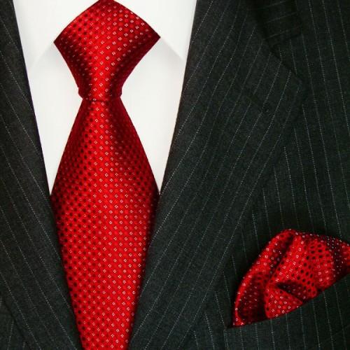 lorenzo cana Necktie Set 100% Silk Polka Dot Red White LORENZO CANA