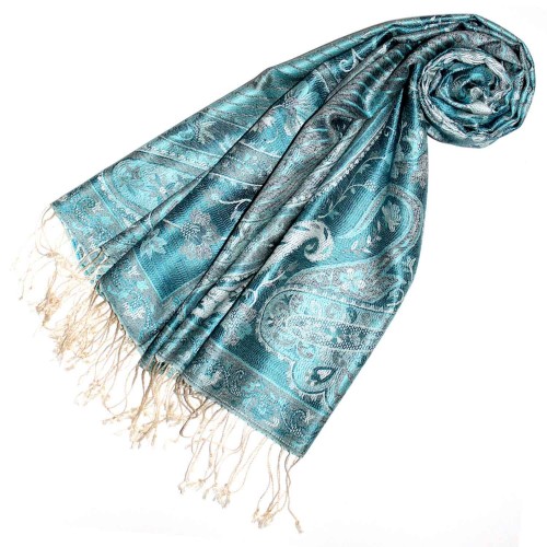 lorenzo cana Pashmina scarf for men silk light blue LORENZO CANA