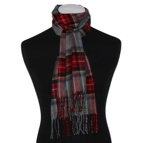 Lorenzo Cana Polyacrylic Mens Scarf Plaid Gray Red Blue LORENZO CANA