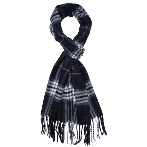Lorenzo Cana Polyacrylic Scarf Checked Blue White LORENZO CANA