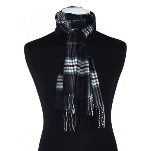 Lorenzo Cana Polyacrylic Scarf Checked Blue White LORENZO CANA