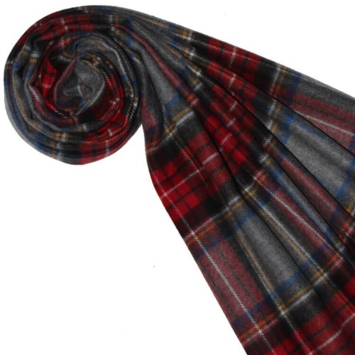 Lorenzo Cana Polyacrylic Scarf Plaid Gray Red Blue LORENZO CANA