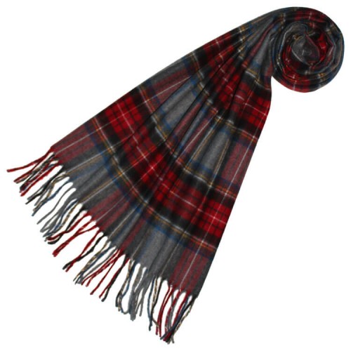 lorenzo cana Polyacrylic Scarf Plaid Gray Red Blue LORENZO CANA