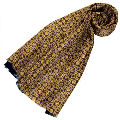 lorenzo cana Reversible scarf silk + wool for women Gold LORENZO CANA