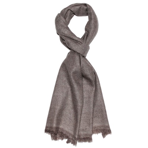 Lorenzo Cana Scarf 100% Cashmere Herringbone Light Brown Brown LORENZO CANA