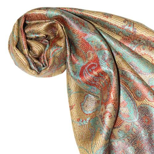 lorenzo cana Scarf 100% Silk Elegant Paisley Gold Yellow LORENZO CANA