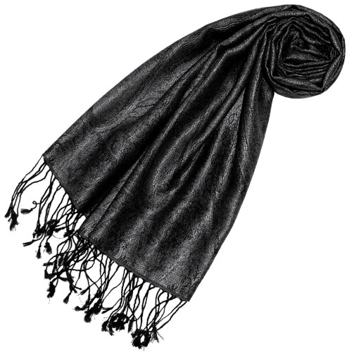 lorenzo cana Scarf 100% Silk Paisley Gray Ecru Black LORENZO CANA