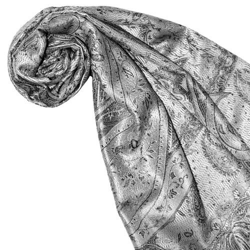 lorenzo cana Scarf 100% Silk Paisley Grey Silver for Men LORENZO CANA