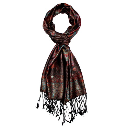 Lorenzo Cana Scarf 100% Silk Paisley Red Blue Black LORENZO CANA