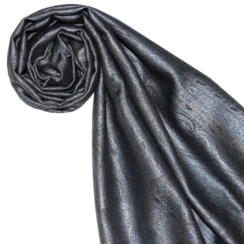 Lorenzo Cana Scarf 100% Silk Paisley Steel Gray Black LORENZO CANA