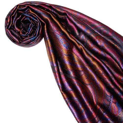 Lorenzo Cana Scarf 100% Silk Pashmina Paisely Blue Orange Violet LORENZO CANA