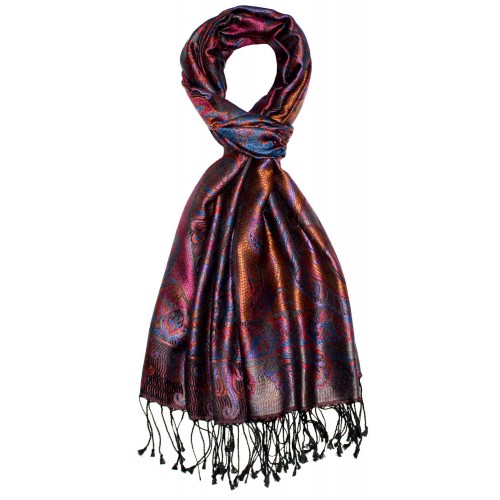 Lorenzo Cana Scarf 100% Silk Pashmina Paisely Blue Orange Violet LORENZO CANA