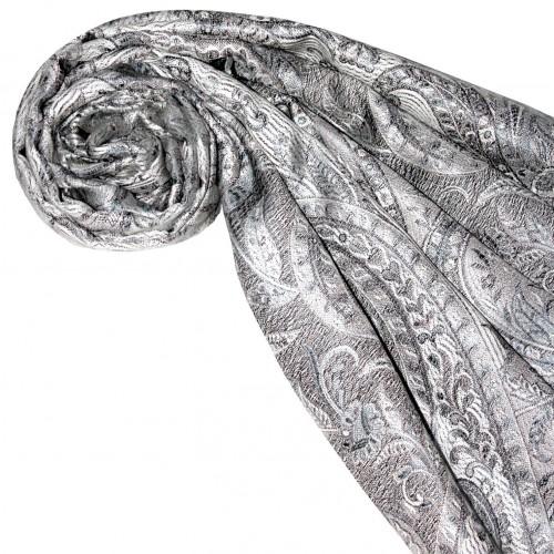 Lorenzo Cana Scarf 100% Silk Pashmina Paisely Gray Bronze LORENZO CANA