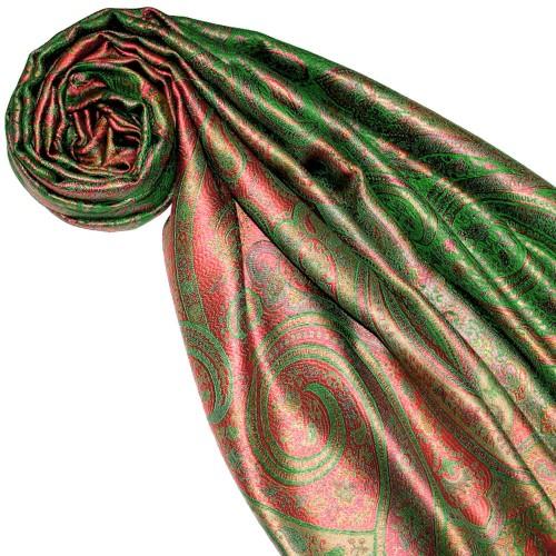 Lorenzo Cana Scarf 100% Silk Pashmina Paisely Green Red LORENZO CANA