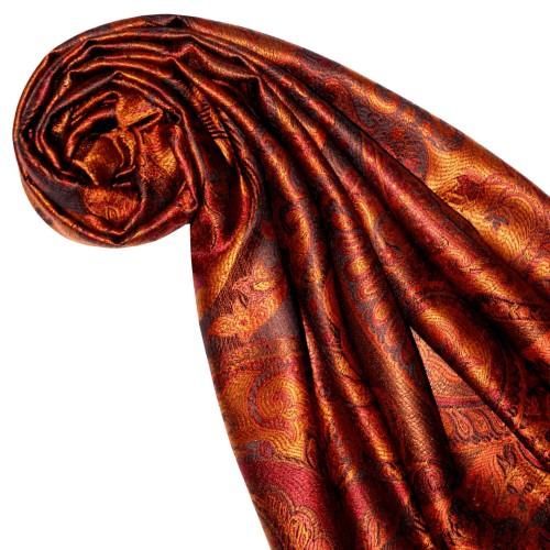 Lorenzo Cana Scarf 100% Silk Pashmina Paisely Orange Red LORENZO CANA