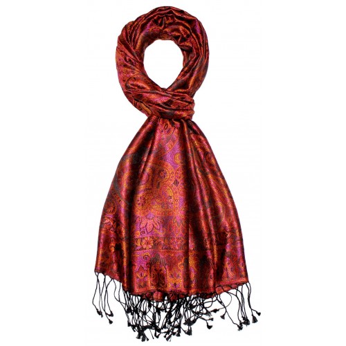 Lorenzo Cana Scarf 100% Silk Pashmina Paisely Red Pink LORENZO CANA