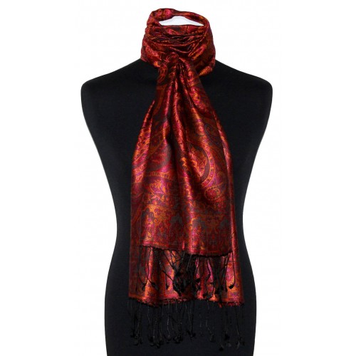 Lorenzo Cana Scarf 100% Silk Pashmina Paisely Red Pink LORENZO CANA