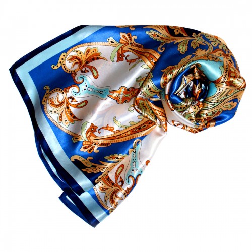 lorenzo cana Scarf for men blue gold orange silk floral LORENZO CANA