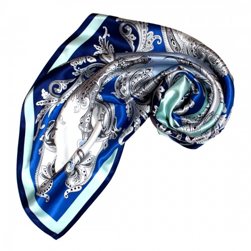lorenzo cana Scarf for men blue silver aqua silk floral LORENZO CANA