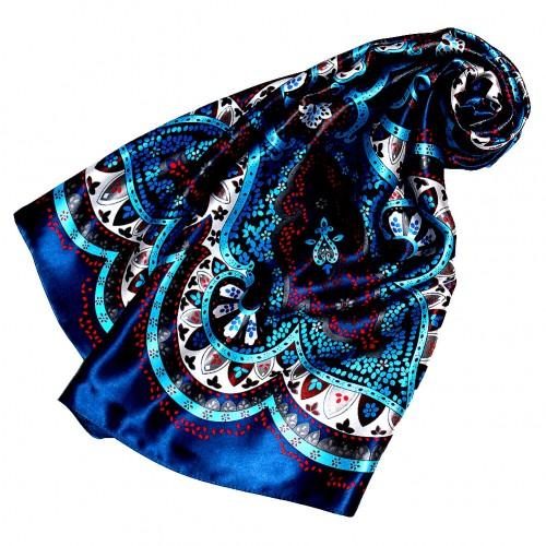 Lorenzo Cana Scarf For Men Dark Blue Silver Red Silk Floral LORENZO CANA