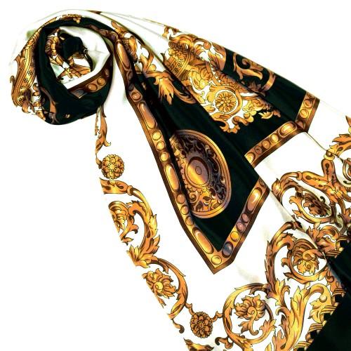 Lorenzo Cana Scarf For Men Gold White Black Silk Floral LORENZO CANA