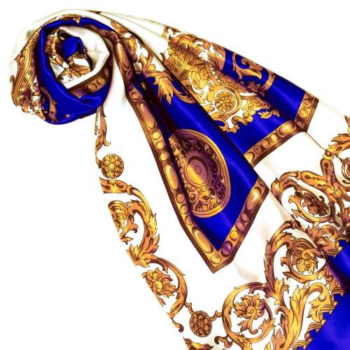 Lorenzo Cana Scarf For Men Gold White Blue Silk Floral LORENZO CANA