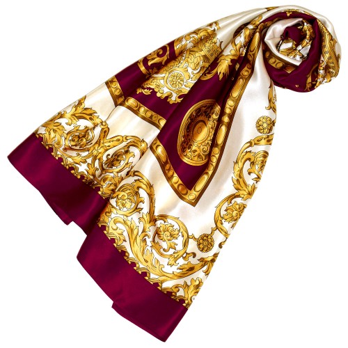 lorenzo cana Scarf for men gold white bordeaux silk floral LORENZO CANA