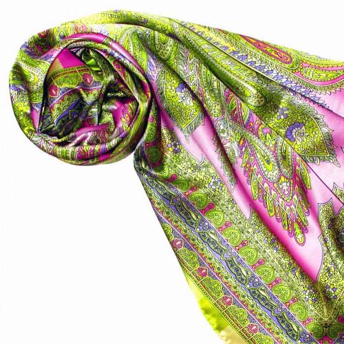 lorenzo cana Scarf for men green pink gold silk floral LORENZO CANA