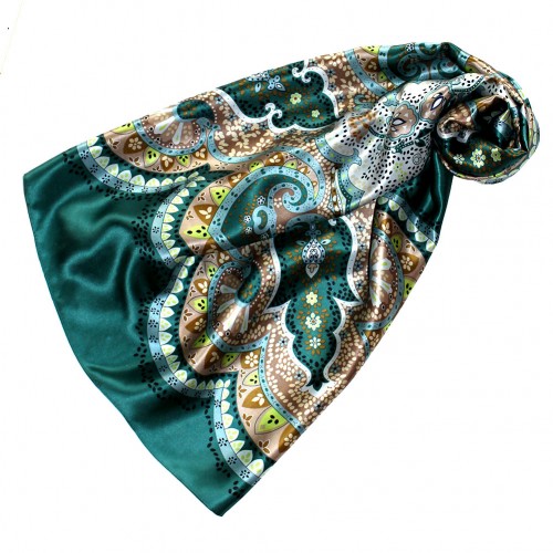 Lorenzo Cana Scarf For Men Green Turquoise Brown Beige Silk Floral LORENZO CANA