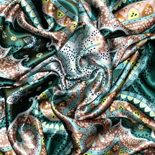 Lorenzo Cana Scarf For Men Green Turquoise Brown Beige Silk Floral LORENZO CANA