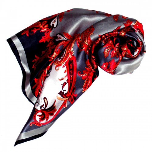 lorenzo cana Scarf for men grey red white silk floral LORENZO CANA