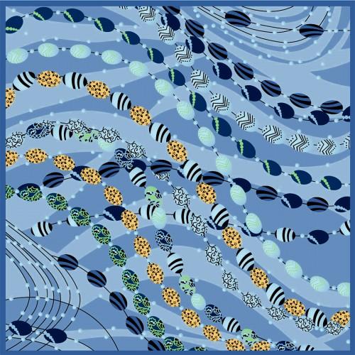 Lorenzo Cana Scarf For Men Light Blue Blue Gold Silk Floral LORENZO CANA