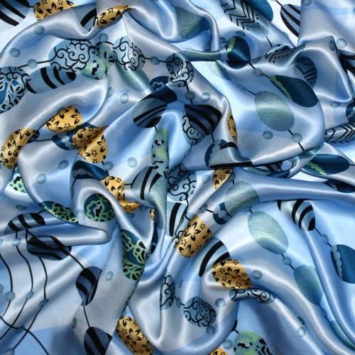 Lorenzo Cana Scarf For Men Light Blue Blue Gold Silk Floral LORENZO CANA