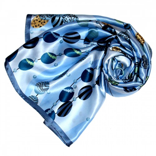 lorenzo cana Scarf for men light blue blue gold silk floral LORENZO CANA