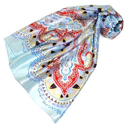 Lorenzo Cana Scarf For Men Light Blue Red White Silk Floral LORENZO CANA