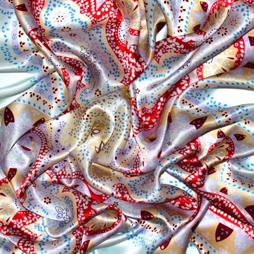 Lorenzo Cana Scarf For Men Light Blue Red White Silk Floral LORENZO CANA