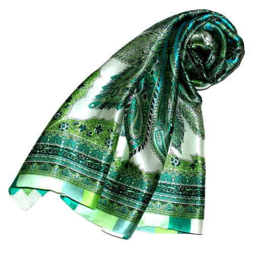 Lorenzo Cana Scarf For Men Light Green Aqua Petrol Silk Floral LORENZO CANA