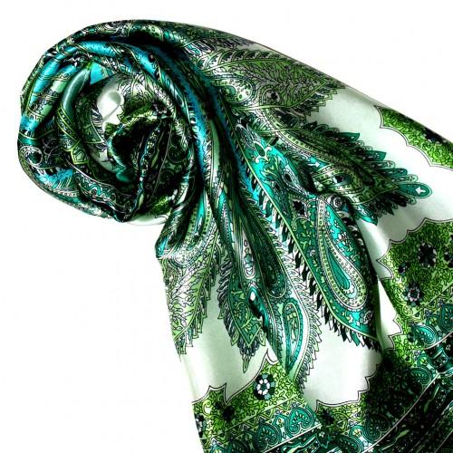 lorenzo cana Scarf for men light green aqua petrol silk floral LORENZO CANA