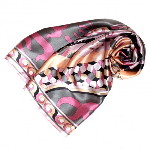 lorenzo cana Scarf for men pink grey apricot silk floral LORENZO CANA