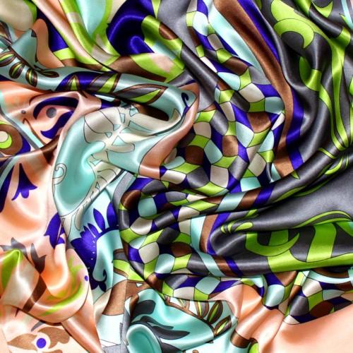 Lorenzo Cana Scarf For Men Turquoise Orange Grey Green Silk Floral LORENZO CANA