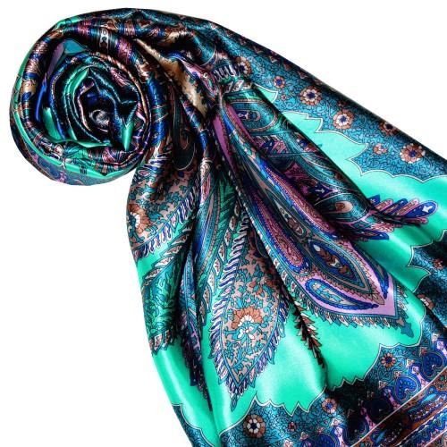 Lorenzo Cana Scarf For Men Turquoise Rose Blue Silk Floral LORENZO CANA