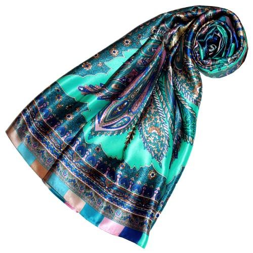 lorenzo cana Scarf for Men turquoise rose blue silk floral LORENZO CANA