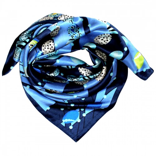 Lorenzo Cana Scarf For Women Blue Dark Blue Green Silk Floral LORENZO CANA