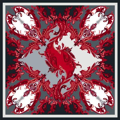 Lorenzo Cana Scarf For Women Grey Red White Silk Floral LORENZO CANA