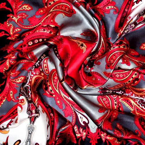 Lorenzo Cana Scarf For Women Grey Red White Silk Floral LORENZO CANA