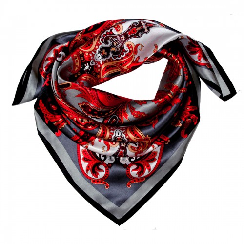 lorenzo cana Scarf for Women grey red white silk floral LORENZO CANA lorenzo cana Scarf for Women grey red white silk floral LORENZO CANA